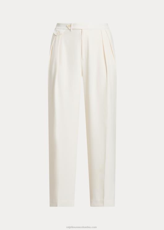pantalones anchos de georgette plisado mujer crema de mascarpone Ralph Lauren 2XR2V4663