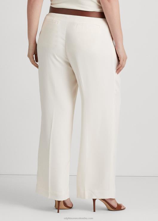 pantalones anchos de georgette plisado mujer crema de mascarpone Ralph Lauren 2XR2V4663