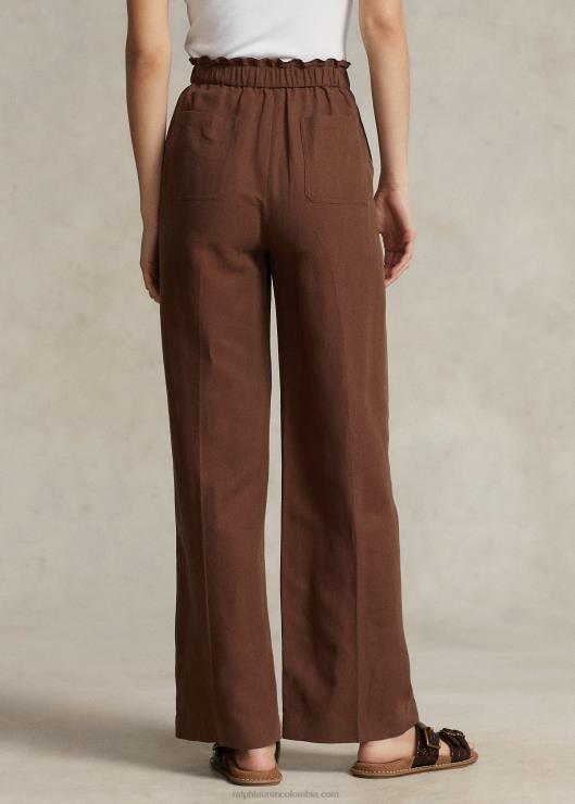 pantalones anchos de mezcla de seda mujer chocolate Cafe Ralph Lauren 2XR2V3171