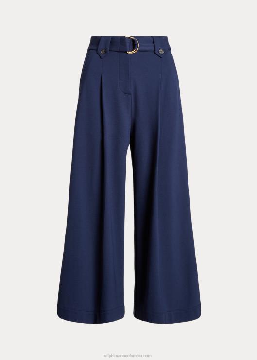 pantalones capri de ponte plisados ​​con cinturón mujer azul marino refinado Ralph Lauren 2XR2V4084