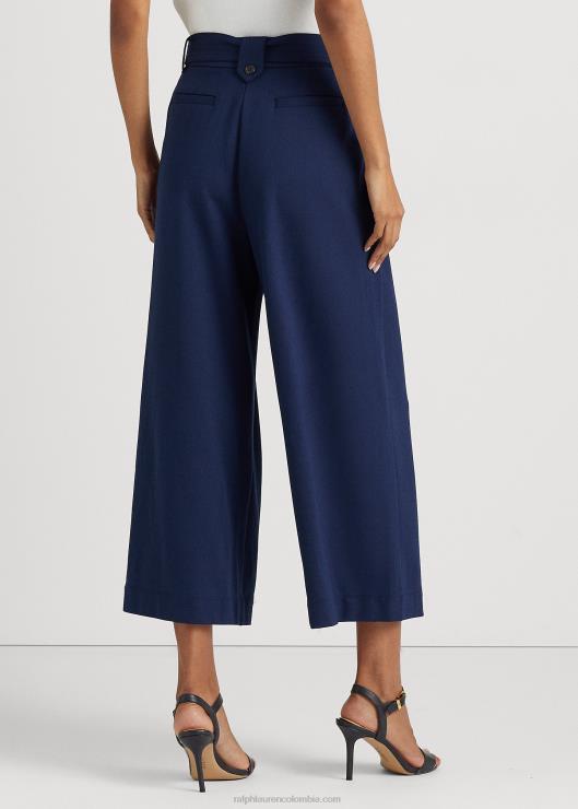 pantalones capri de ponte plisados ​​con cinturón mujer azul marino refinado Ralph Lauren 2XR2V4084