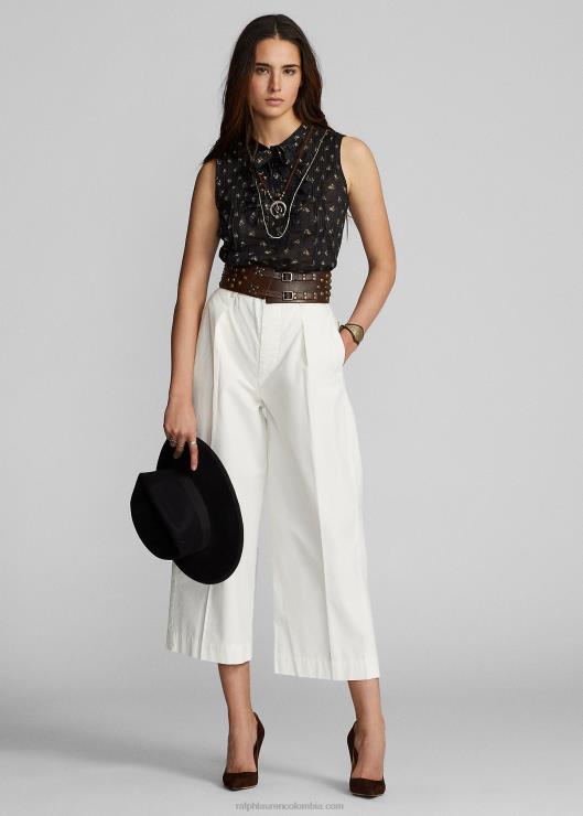 pantalones capri de popelina con pernera ancha mujer blanco Ralph Lauren 2XR2V3664