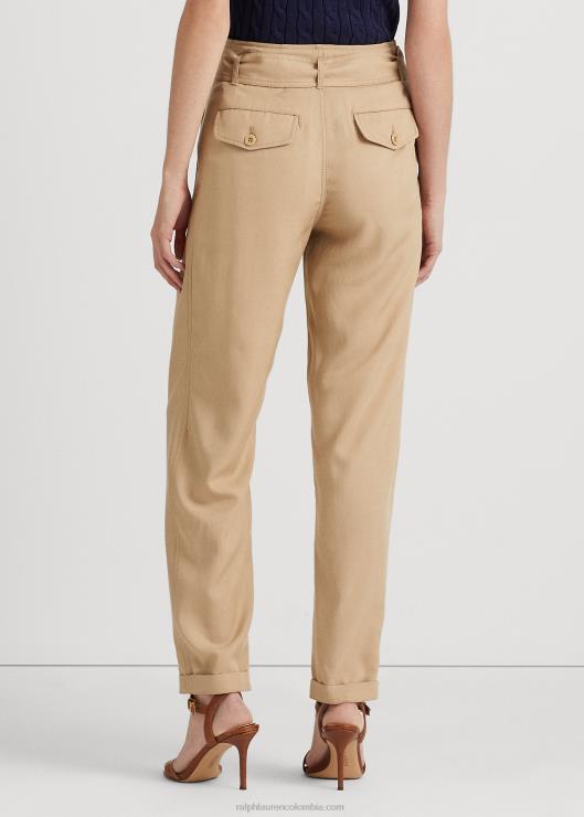pantalones capri de sarga con cinturón mujer bronceado de abedul Ralph Lauren 2XR2V4008