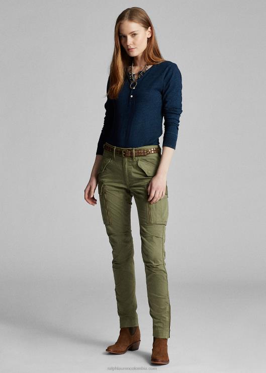 pantalones cargo ajustados elásticos mujer aceituna Ralph Lauren 2XR2V3610