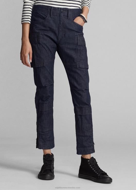 pantalones cargo de mezclilla elástica mujer índigo Ralph Lauren 2XR2V3661
