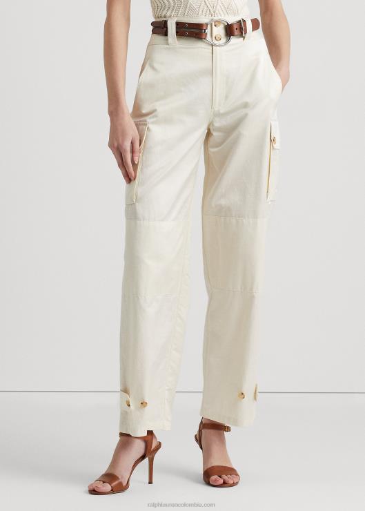pantalones cargo de shantung con pernera ancha mujer crema de mascarpone Ralph Lauren 2XR2V4423