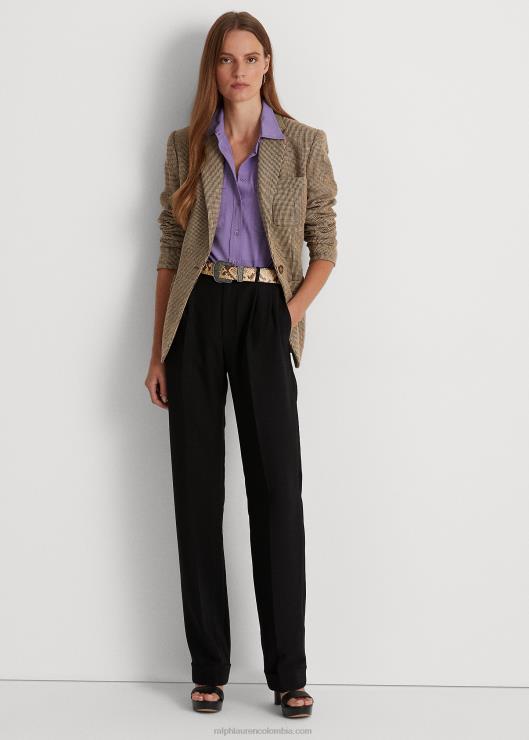 pantalones de crepé de marta plisada mujer negro Ralph Lauren 2XR2V4853