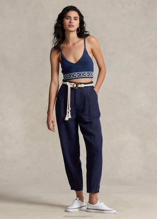 pantalones de sarga de mezcla de lino plisados mujer Armada Ralph Lauren 2XR2V3027