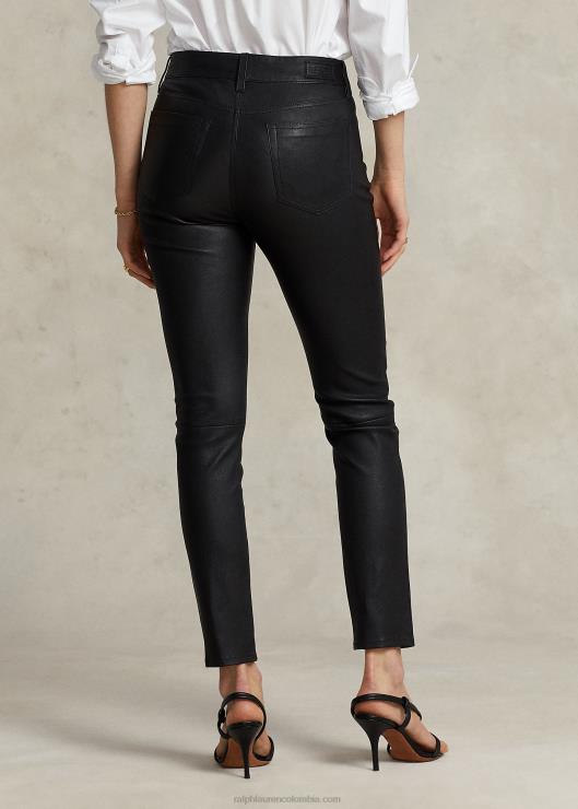 pantalones pitillo de piel con cinco bolsillos mujer negro Ralph Lauren 2XR2V3279