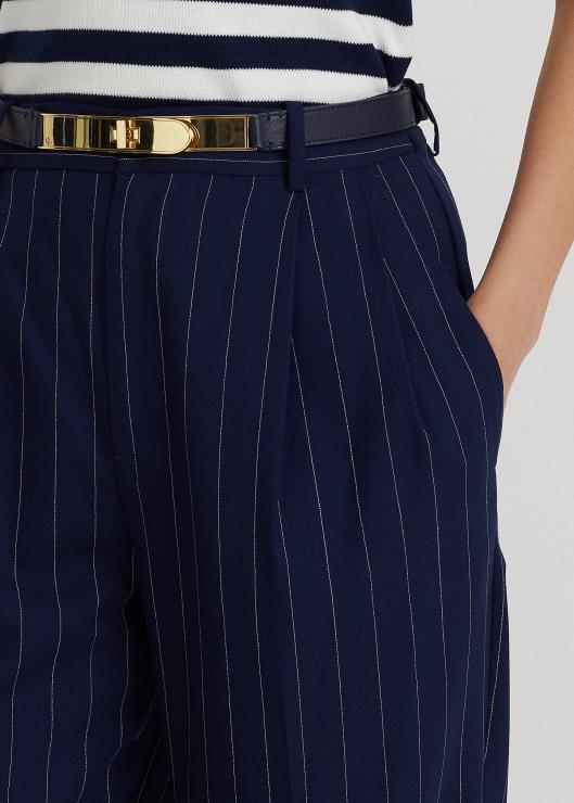 pantalones rectos de sarga con raya diplomática mujer azul marino refinado/blanco Ralph Lauren 2XR2V4888