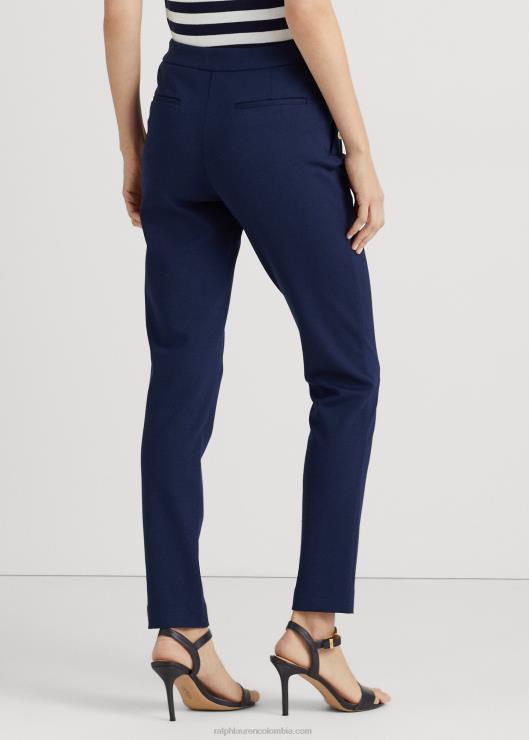 pantalones tobilleros ponte con ribete de botones mujer azul marino refinado Ralph Lauren 2XR2V4829