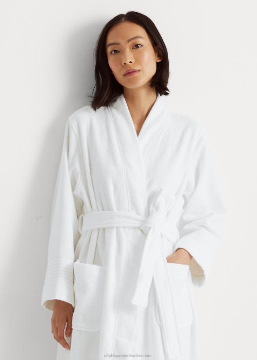 bata de felpa de algodón personalizada mujer blanco Ralph Lauren 2XR2V4225