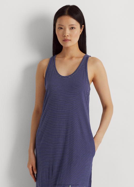 camisón sin mangas de punto a rayas mujer raya azul marino Ralph Lauren 2XR2V3957