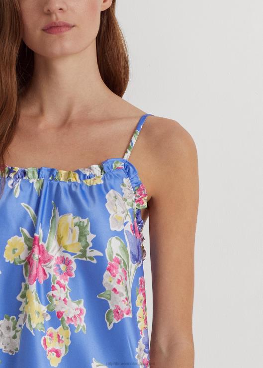 camisón sin mangas de raso floral mujer floral azul Ralph Lauren 2XR2V9416
