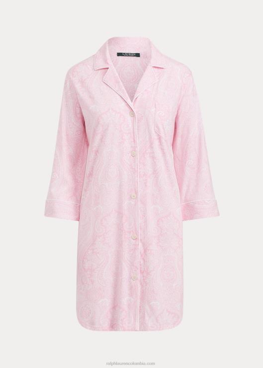 camisa de dormir de algodón mujer cachemir rosa Ralph Lauren 2XR2V4251