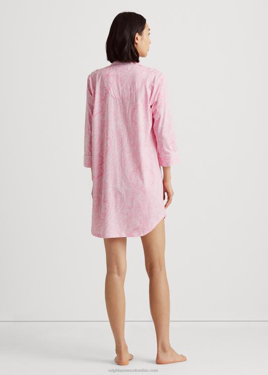 camisa de dormir de algodón mujer cachemir rosa Ralph Lauren 2XR2V4251
