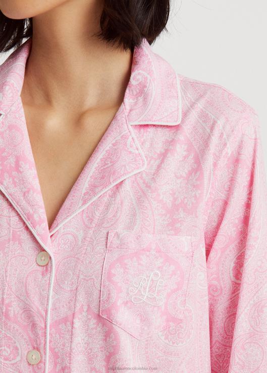camisa de dormir de algodón mujer cachemir rosa Ralph Lauren 2XR2V4251