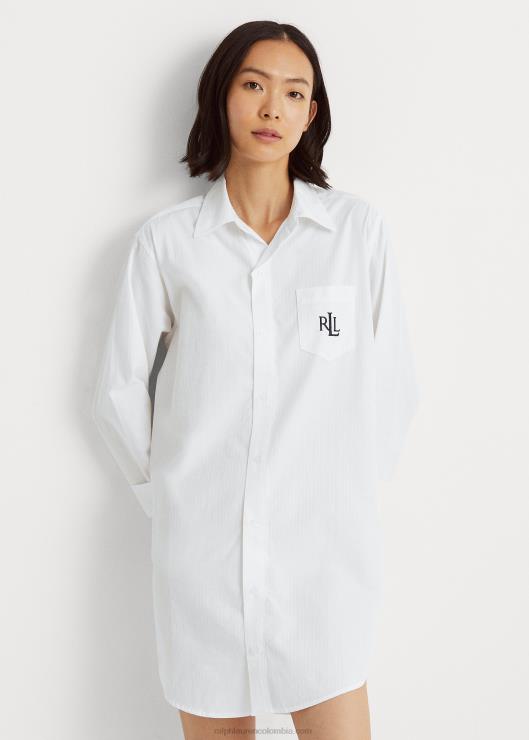 camisa de pijama dobby de algodón mujer blanco Ralph Lauren 2XR2V4260