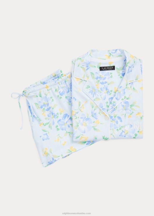 conjunto de dormir bóxer de punto floral mujer novela azul Ralph Lauren 2XR2V4131