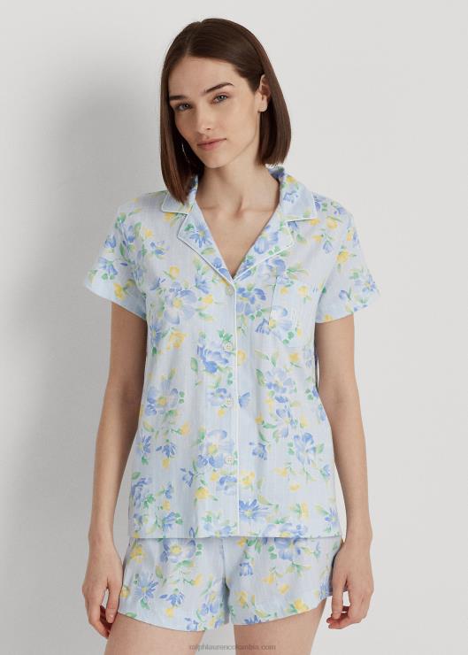conjunto de dormir bóxer de punto floral mujer novela azul Ralph Lauren 2XR2V4131