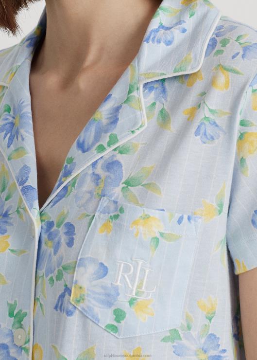 conjunto de dormir bóxer de punto floral mujer novela azul Ralph Lauren 2XR2V4131