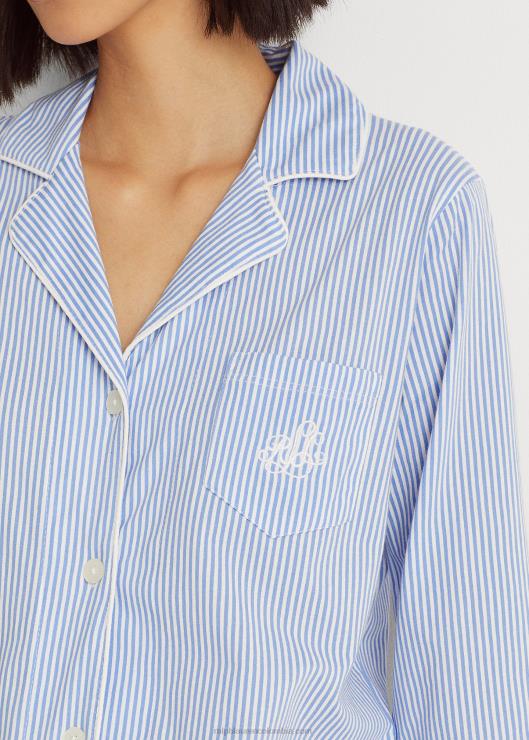 conjunto de dormir de algodón mujer raya azul Ralph Lauren 2XR2V4236