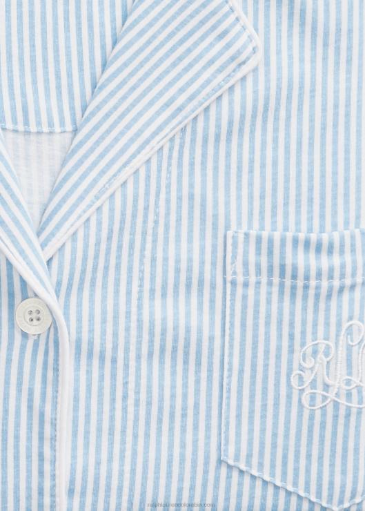 conjunto de dormir de algodón mujer raya azul Ralph Lauren 2XR2V4236