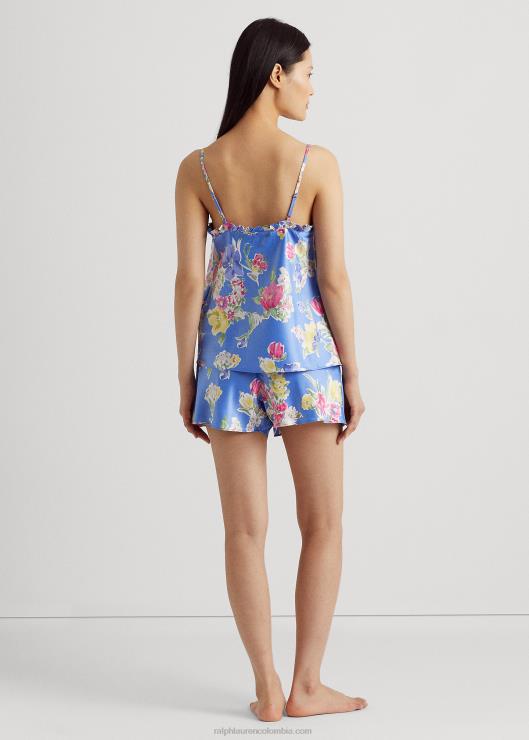 conjunto de pijama con camisola de satén floral mujer floral azul Ralph Lauren 2XR2V3956