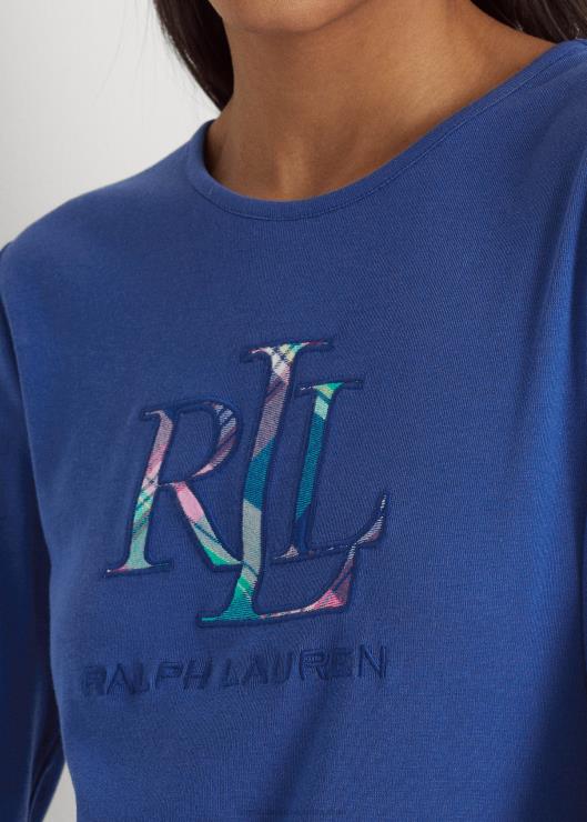 conjunto de pijama de manga larga a cuadros mujer cuadros azules Ralph Lauren 2XR2V9576