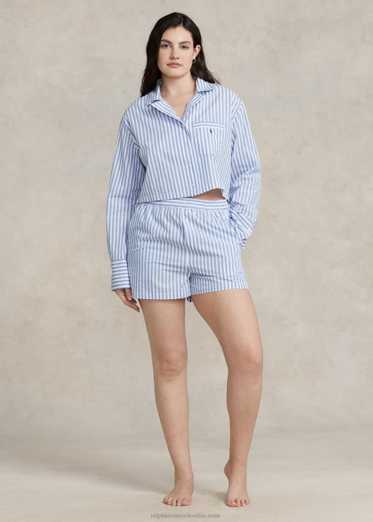 conjunto de pijama de popelina con top corto y bóxer mujerRalph Lauren 2XR2V2891
