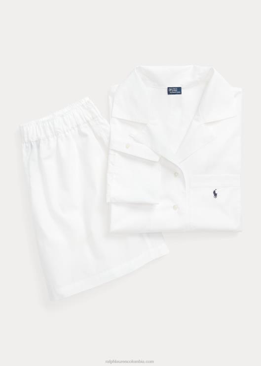 conjunto de pijama de popelina con top corto y bóxer mujer nube blanca Ralph Lauren 2XR2V3015