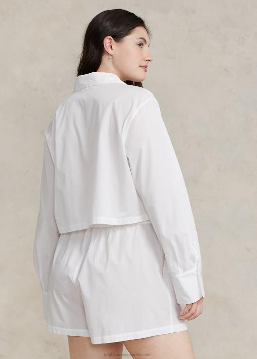 conjunto de pijama de popelina con top corto y bóxer mujer nube blanca Ralph Lauren 2XR2V3015