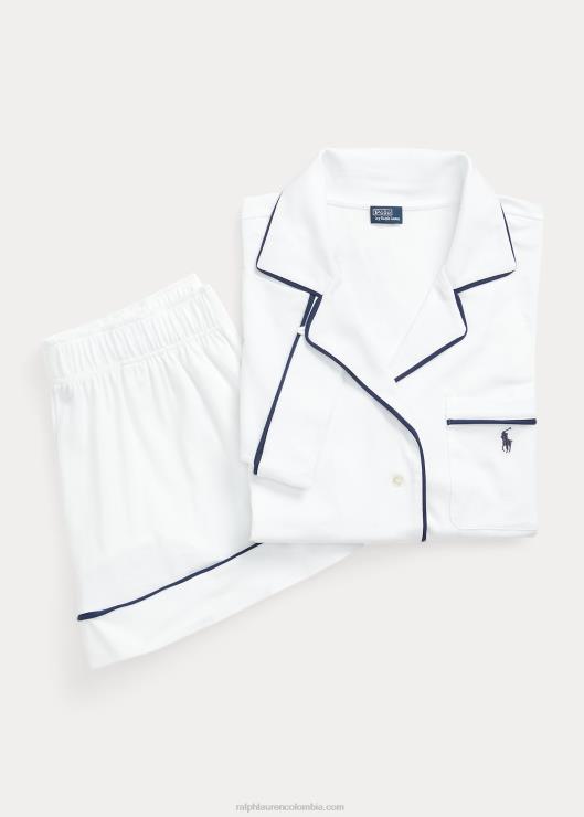 conjunto de pijama de punto de manga corta mujer nube blanca Ralph Lauren 2XR2V3006