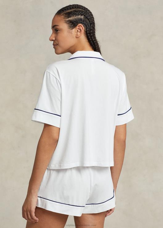 conjunto de pijama de punto de manga corta mujer nube blanca Ralph Lauren 2XR2V3006