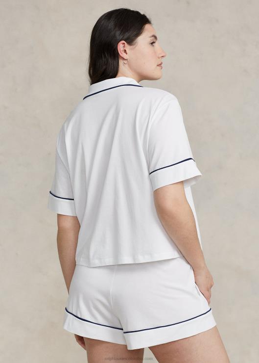 conjunto de pijama de punto de manga corta mujer nube blanca Ralph Lauren 2XR2V3006