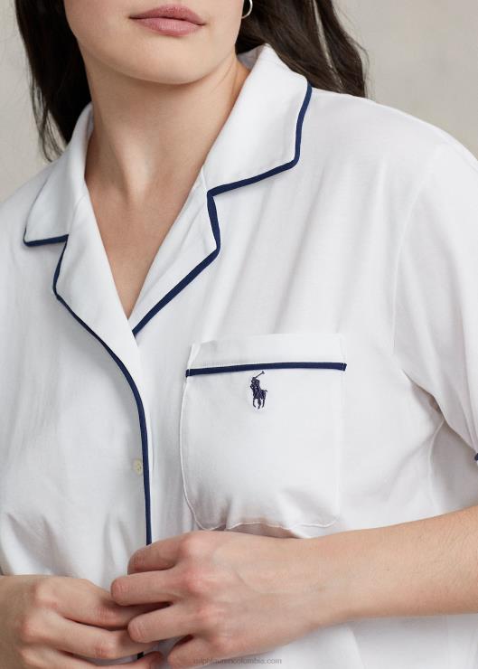 conjunto de pijama de punto de manga corta mujer nube blanca Ralph Lauren 2XR2V3006