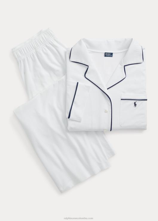 conjunto de pijama de punto de manga larga mujer nube blanca Ralph Lauren 2XR2V3014