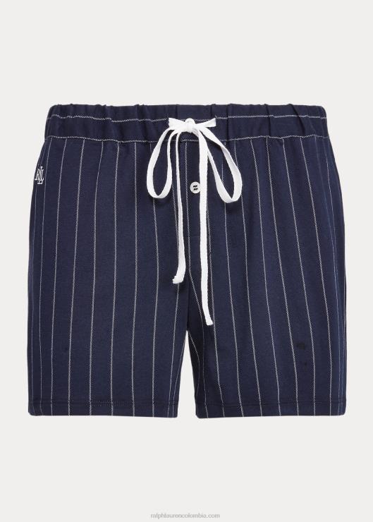 short de dormir de mezcla de algodón a rayas mujer raya azul marino Ralph Lauren 2XR2V4223