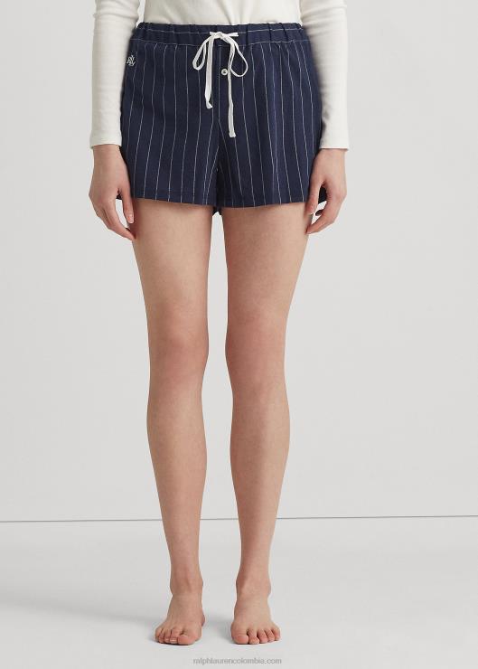 short de dormir de mezcla de algodón a rayas mujer raya azul marino Ralph Lauren 2XR2V4223