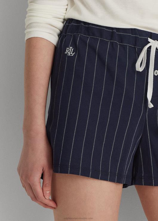 short de dormir de mezcla de algodón a rayas mujer raya azul marino Ralph Lauren 2XR2V4223