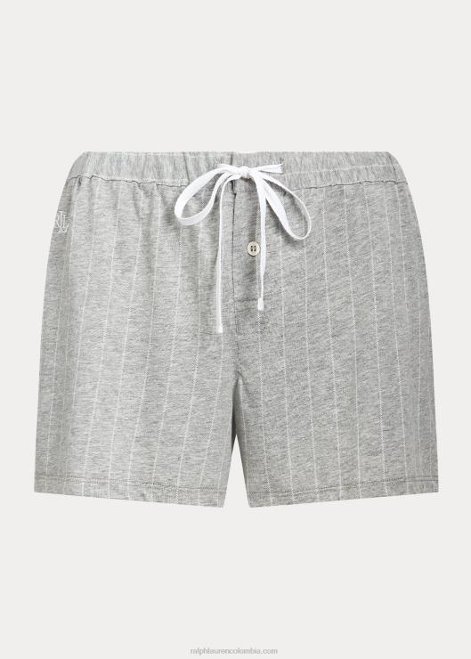 short de dormir de mezcla de algodón a rayas mujer raya gris Ralph Lauren 2XR2V4222