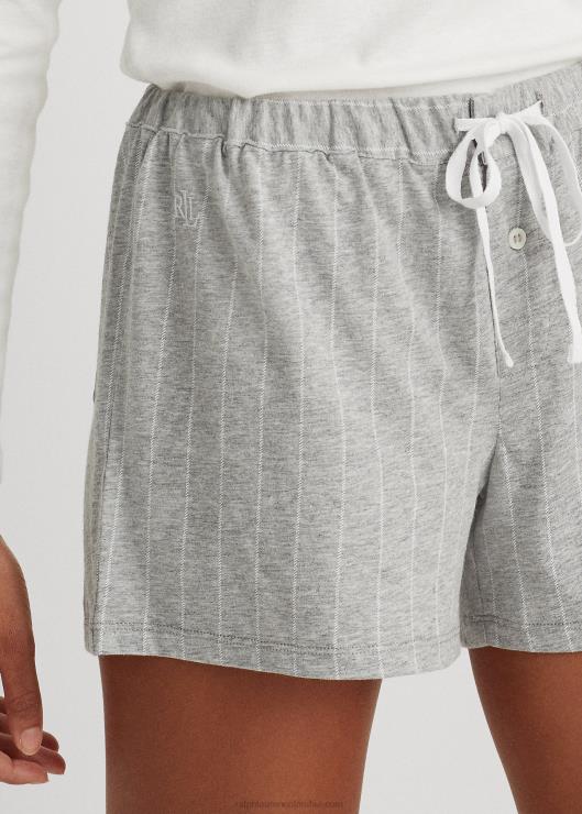 short de dormir de mezcla de algodón a rayas mujer raya gris Ralph Lauren 2XR2V4222