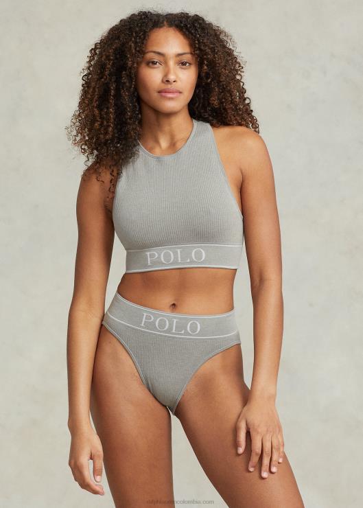 calzoncillos de talle alto sin costuras con logo mujer cuero gris Ralph Lauren 2XR2V3371