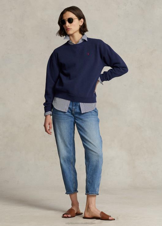 jersey de cuello redondo de lana mujer marina de crucero Ralph Lauren 2XR2V9099