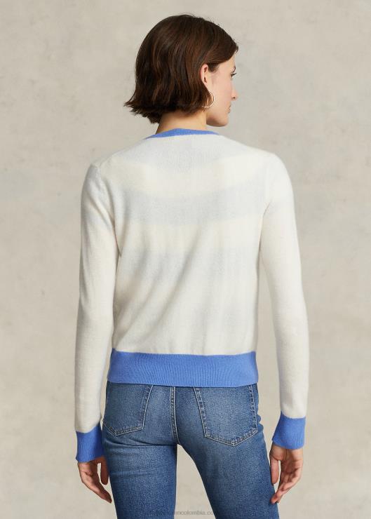 cárdigan de cachemir con escudo mujer crema/azul isla puerto Ralph Lauren 2XR2V3114