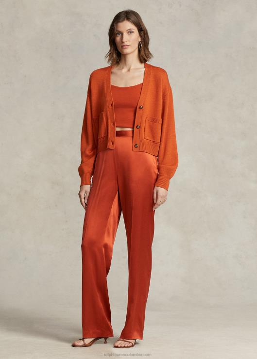 cárdigan de lana merina con cuello de pico mujer cielo profundo del atardecer Ralph Lauren 2XR2V9208