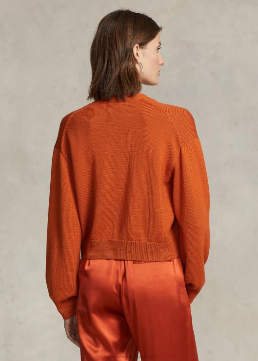 cárdigan de lana merina con cuello de pico mujer cielo profundo del atardecer Ralph Lauren 2XR2V9208