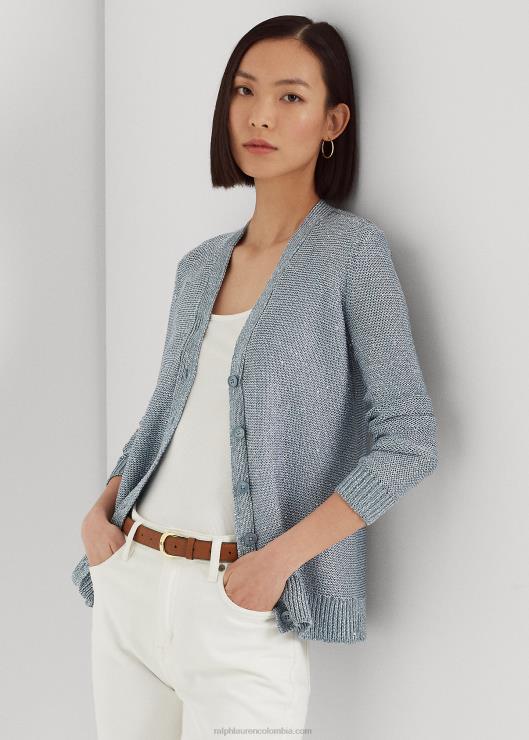 cárdigan en mezcla de lino con lentejuelas mujer océano índigo multi Ralph Lauren 2XR2V4833
