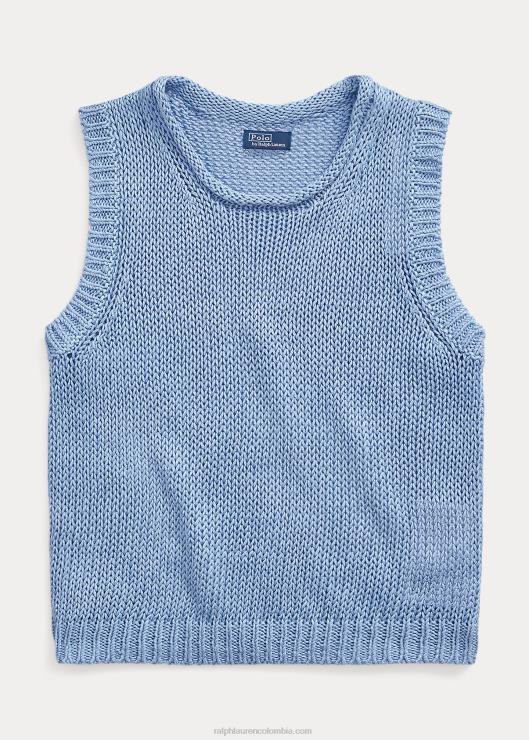 camiseta sin mangas de lino y algodón mujer suffield azul Ralph Lauren 2XR2V2906