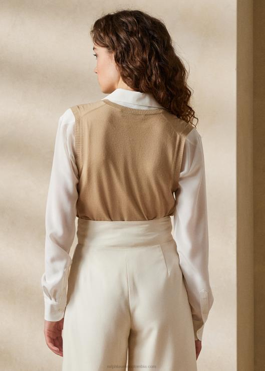 chaleco de lana merino mujer bronceado de lujo Ralph Lauren 2XR2V3544